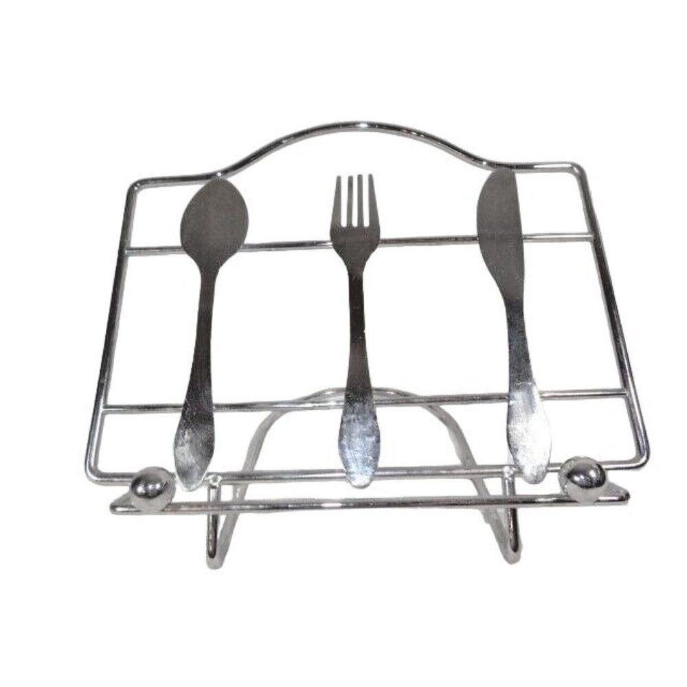 Utensils Spoon Fork Knife Cookbook Holder 9.5 x 8.5-in Silver Metal Kitchen NEW